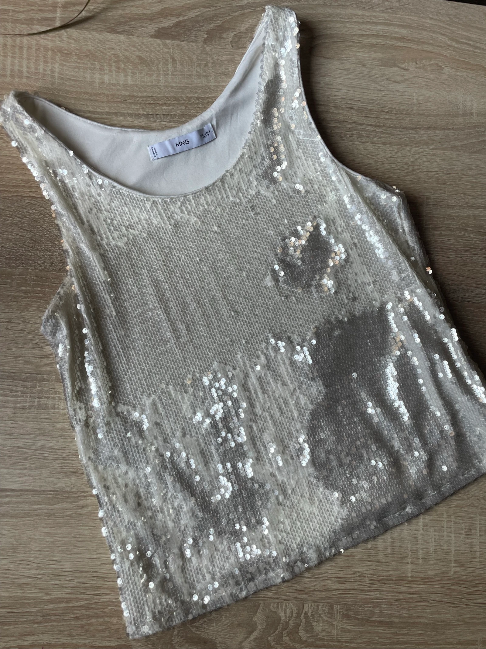 Camisa blanca  lentejuela mujer M